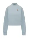 Palm Angels Mock-neck Long-sleeve Sweatshirt In Blue