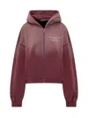 Palm Angels Bordeaux Sweatshirt With Zip And Hoodie In Red