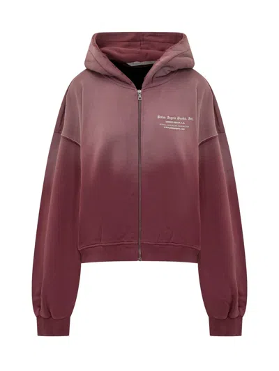 PALM ANGELS PALM ANGELS PALM ANGELS BORDEAUX SWEATSHIRT WITH ZIP AND HOODIE