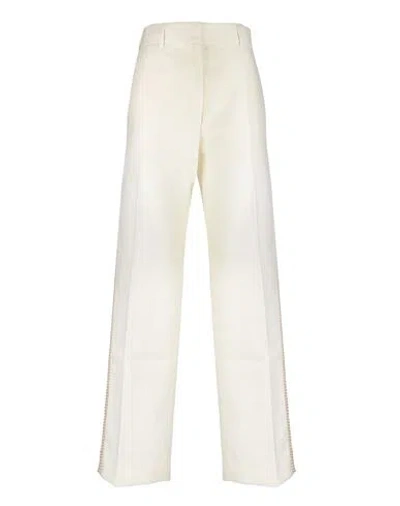 Palm Angels Cream Trousers Woman Pants White Size 6 Wool