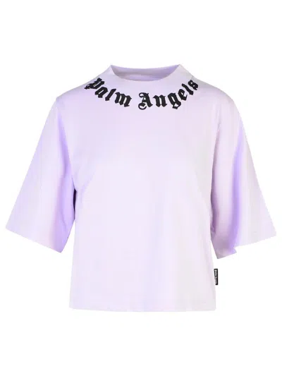 Palm Angels Cropped T-shirt In Purple
