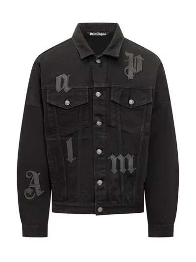 PALM ANGELS PALM ANGELS PALM ANGELS JACKET WITH GOTHIC LOGO EMBROIDERY
