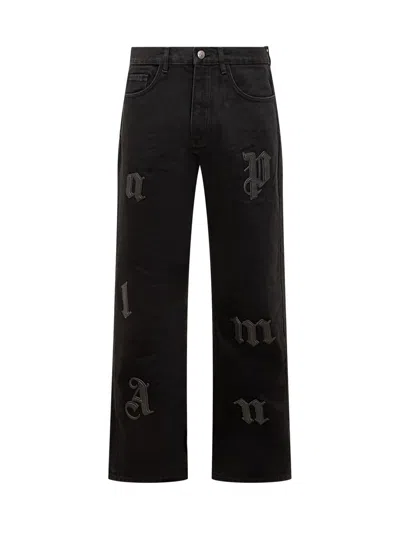 PALM ANGELS PALM ANGELS PALM ANGELS JEANS WITH GOTHIC LOGO EMBROIDERY