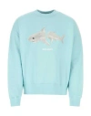 Palm Angels Broken Shark Cotton Sweatshirt In Blue