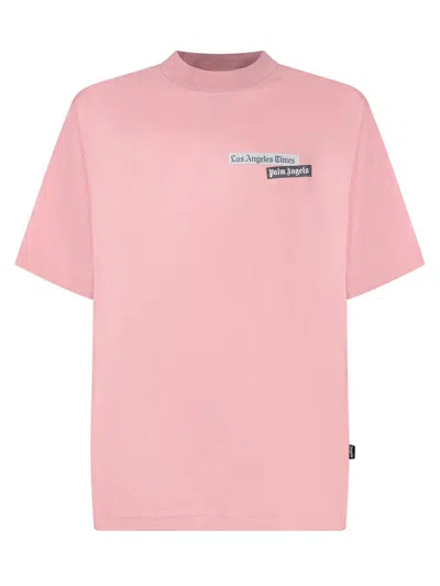 PALM ANGELS PALM ANGELS PALM ANGELS PINK T-SHIRT LOS ANGELES TIMES