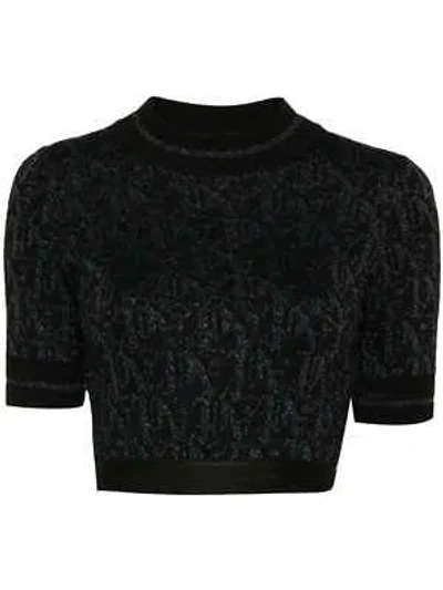 Pre-owned Palm Angels Pwht010r24kni001 Woman's Black Knit Top 100% Original In Black Blac