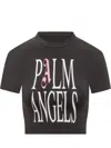 Palm Angels Logo-print Cropped Tee In Brown