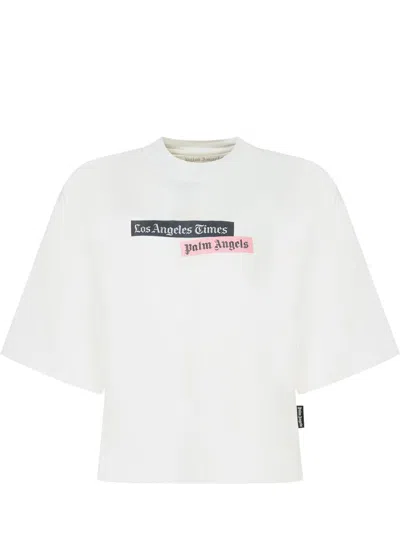 PALM ANGELS PALM ANGELS PALM ANGELS T-SHIRT WHITE LOS ANGELES TIMES