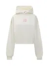 Palm Angels White Sweatshirt With Pink Embroidered Logo In White