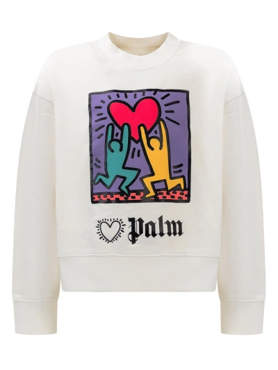 Palm Angels Kids' Palm Angesl X Keith Haring Sweatshirt In Off White