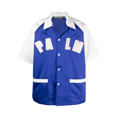 Pre-owned Palm Angels Palm Baseball Bowling Shirt 'blue/white' | Men's Size 48