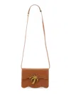 Palm Angels Beach Bag With Scalloped Edge And Palm Tree Motif In Brown