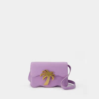Palm Angels Palm Beach Bag Pm In Lilac And Gold Leather In Purple