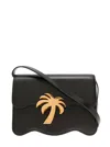 PALM ANGELS PALM BEACH BLACK MEDIUM SHOULDER BAG WITH PALM TREE SILHOUETTE IN LEATHER WOMAN PALM ANGELS