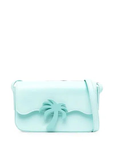 Palm Angels Palm Beach Bridge Leather Shoulder Bag In Blue