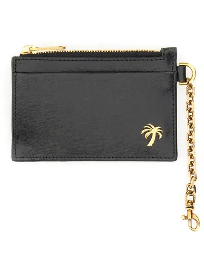 Palm Angels Palm Beach Card Holder With Chain In Black