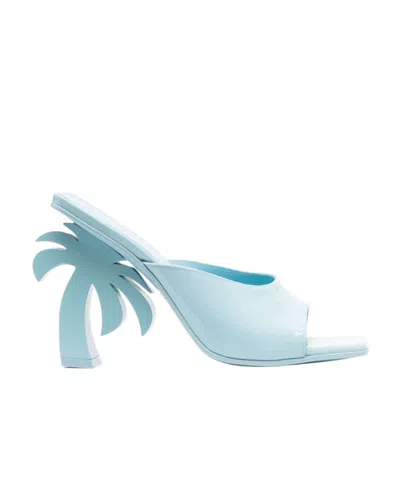 Palm Angels Palm Beach Leather Mules In Blue