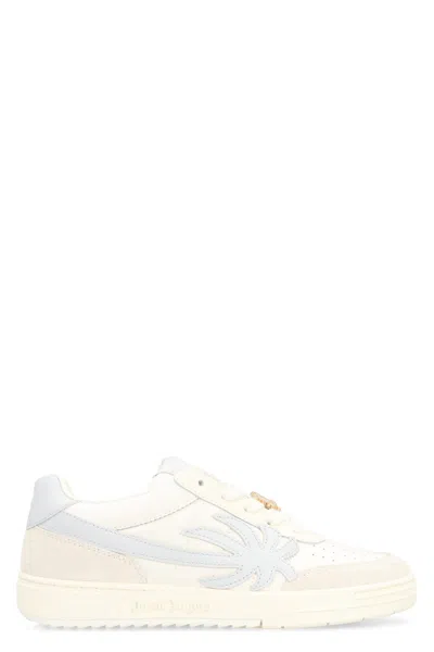 Palm Angels Palm Beach University Leather Low Sneakers In White