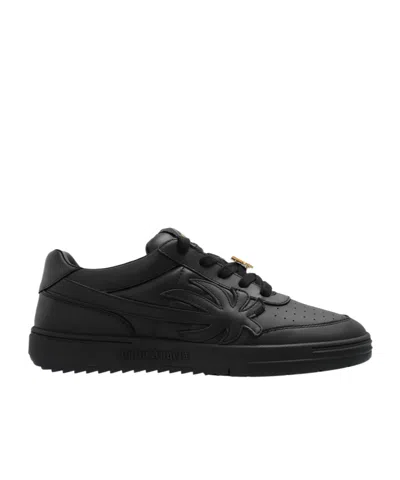 Palm Angels Palm Beach University Leather Sneakers In Black