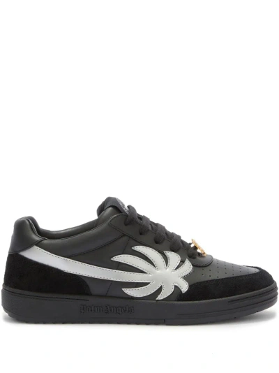 Palm Angels Palm Beach University Leather Sneakers In Black