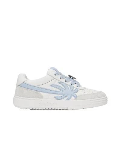 Palm Angels Palm Beach University Sneakers In White/light Blue