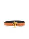 Palm Angels Palm Tree-buckle Leather Belt In Brown