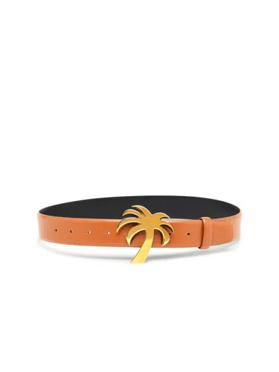 Palm Angels Palm Buckle Belt In Brown