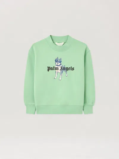 Palm Angels Kids' Palm Dog Crewneck In Green