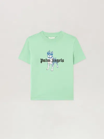Palm Angels Kids' Palm Dog.tshirt In Green