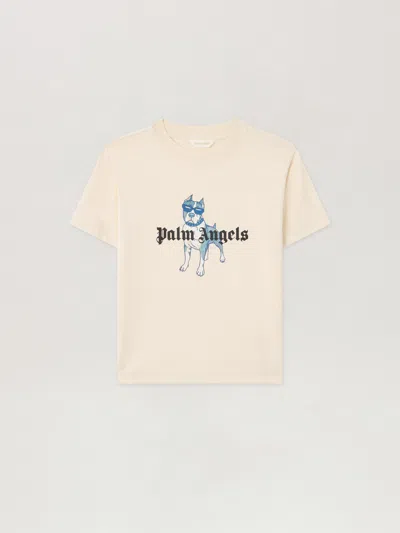 Palm Angels Kids' Palm Dog.tshirt In Neutral