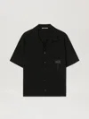Palm Angels Palm Print Bowling Shirt In 1010 Black - Black