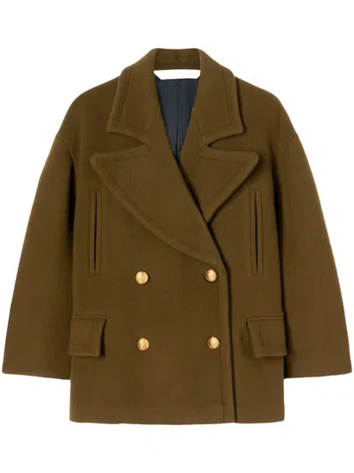 Palm Angels Cappotto In Feltro Verde Oliva Donna In Green