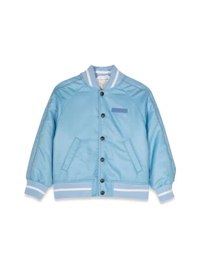 Palm Angels Kids' Logo-patch Bomber Jacket In Blue