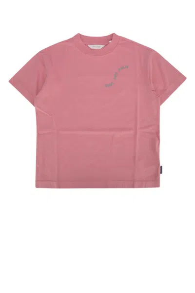 Palm Angels Kids' Palm Galaxy Glitter Reg. Tee Powder Pink In Powderpink