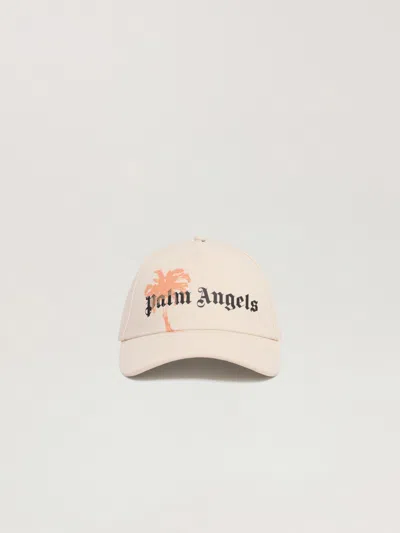 Palm Angels Palm Hollywood Cap In Off White - Peach Orange