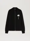 Palm Angels Palm Inlay Knit Jacket In 1003 Black - Off White