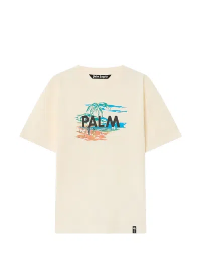 Palm Angels Palm Island Graphic-print T-shirt In Neutral