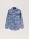 Palm Angels Palm Jacqured Denim Shirt In Blue