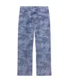 Palm Angels Palm Jacqured Denim Pants In Blue