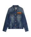 Palm Angels Embroidered Palm Tree Denim Jacket In Blue
