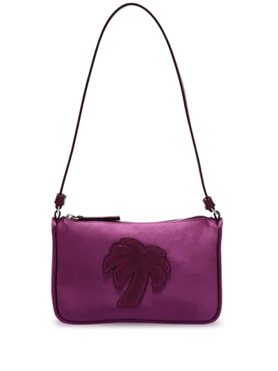 Palm Angels Palm-motif Satin Shoulder Bag In Purple