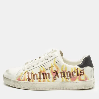 Palm Angels Spray Print Flame Logo Sneakers In Neutral