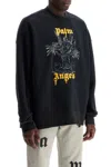 Palm Angels Logo Printed Crewneck Sweatshirt In Black