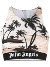 Palm Angels Palm-print Crop Top In Nude