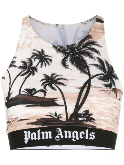 PALM ANGELS PALM-PRINT CROP TOP
