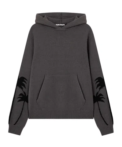 Palm Angels Back Palms Knit Hoodie In Animal Print