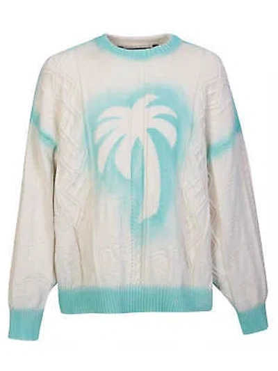 Pre-owned Palm Angels Palm Print Pullover In White