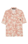 Palm Angels Bowling Shirt With Palms Motif In Off White Pink
