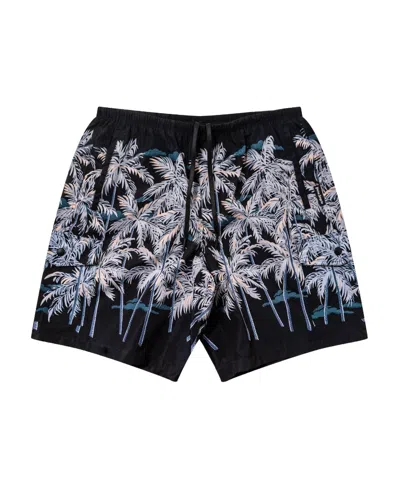 Palm Angels Palm-print Swimming Shorts In Black