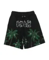 Palm Angels Palm Print Track Shorts In Black